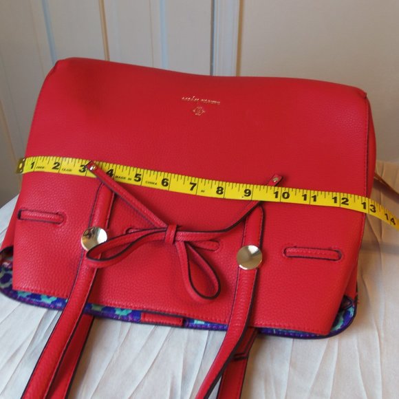 Nanette Lepore Arabella Bow Bag Red, faux leather, satchel tote bag - Picture 10 of 12